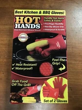 Hot Hands Heat Resistant Silicone Kitchen and BBQ Gloves Mitts | New !!
