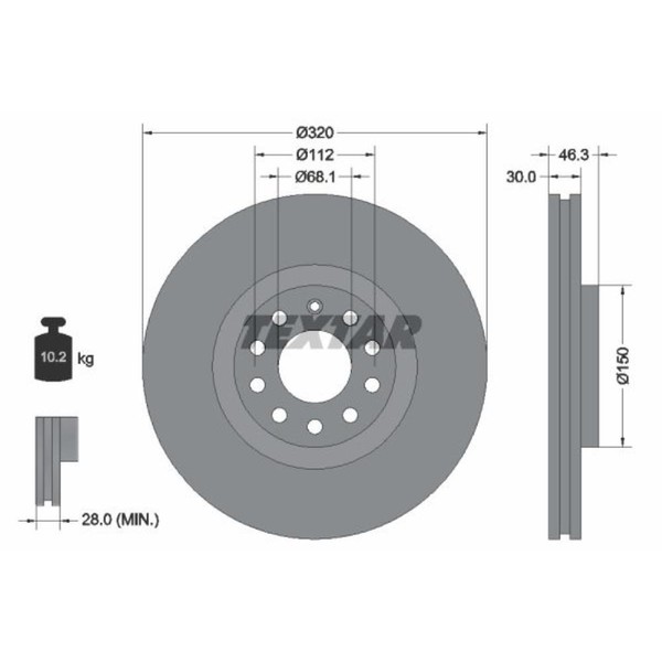 Textar 2X Bremsscheiben Vorne Ø320 Mm BelüFtet Beschichtet FüR Audi A6 Avant 4B-image