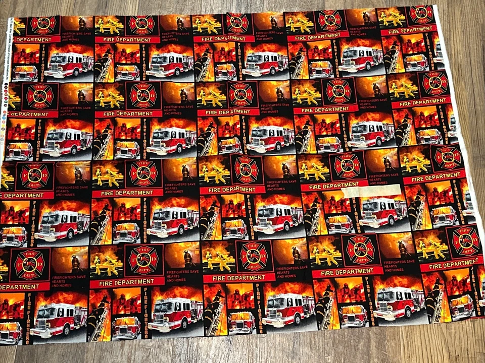 Fireman Firefighter Cotton Fabric-Firefighter Fireman Quilting Fabric 42x30" - Image 4 of 4