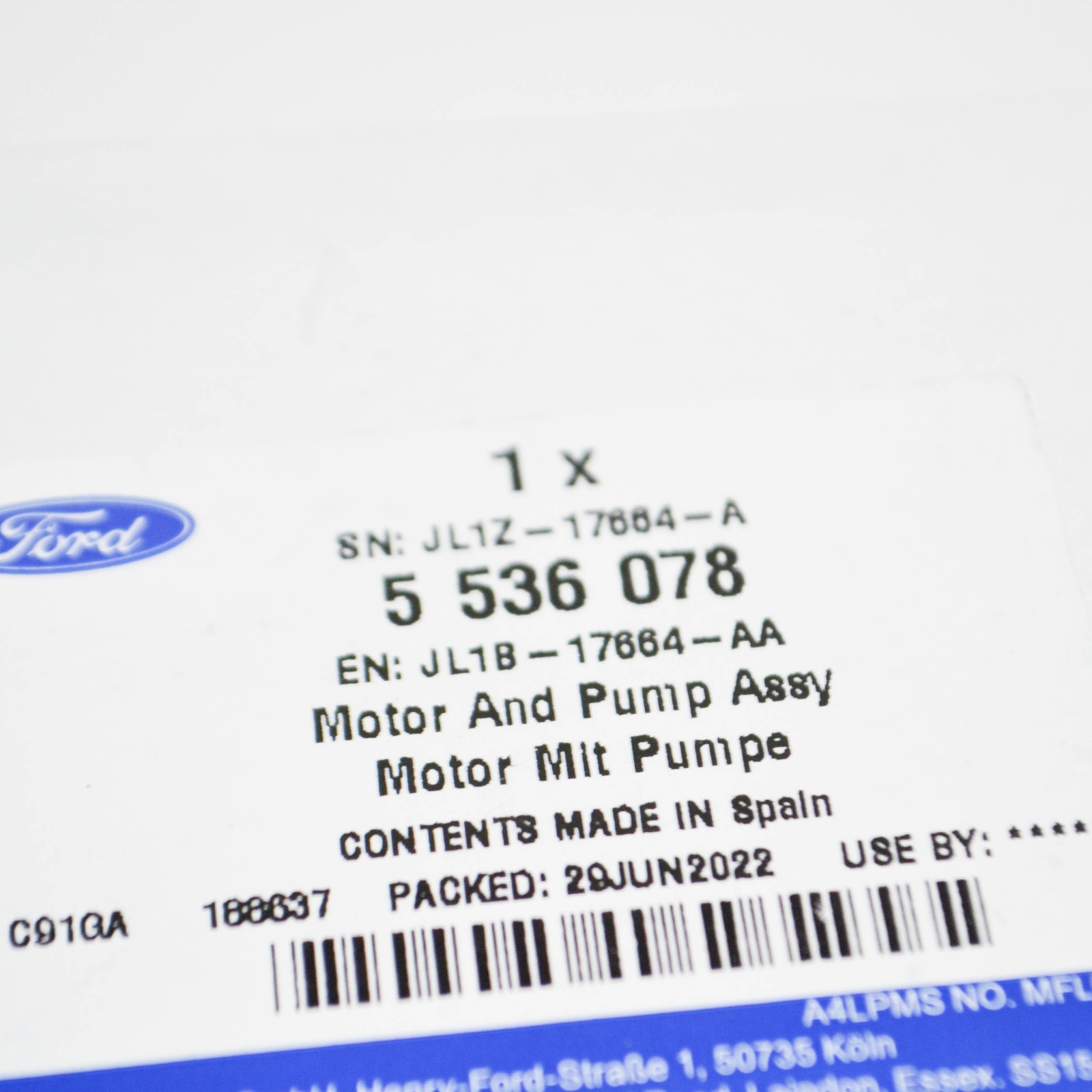 FORD MONDEO MK5 Washer Tank Motor 5536078 JL1B-17664-AA NEW 