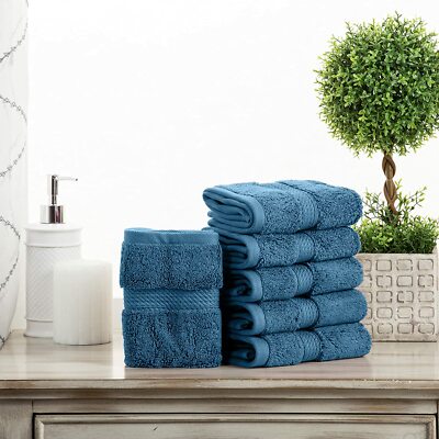 Thick Egyptian Cotton Face Towel Set of 6, Soft, Plush & Absorbent Facecloths