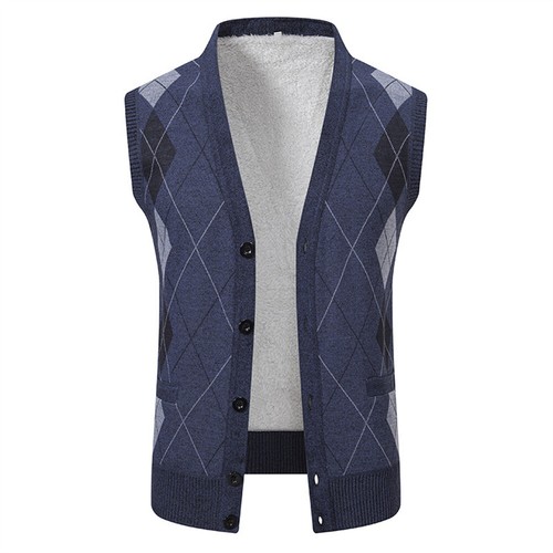 Men's Slim Fit Sleeveless Sweater Casual Knitted Vest Warm Cardigan