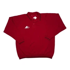 Vintage CEVA Embroidered Company Logo Striped Trim Collared Sweatshirt XL Red