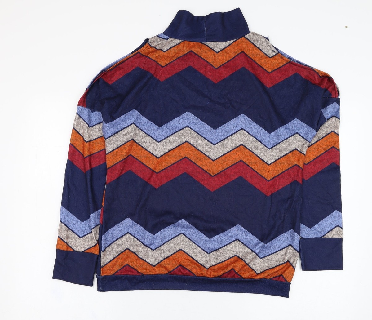 Striped cotton blend sweatshirt with crew neck, navy blue/ecru, La