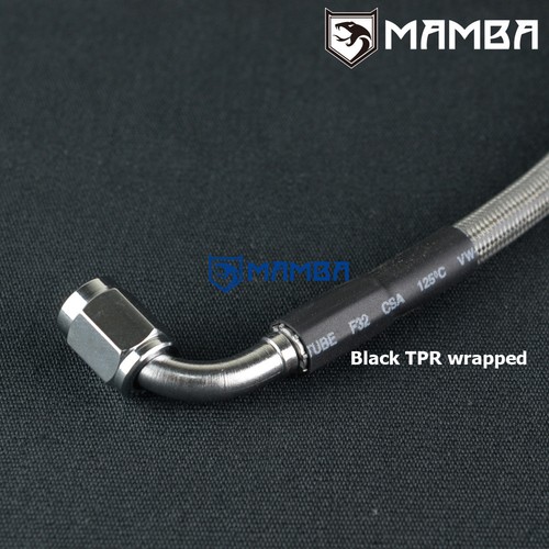 Turbo -3 AN 1/8" Braided Stainless Steel PTFE Hose 90D-90D 80cm PVC Wrap - Picture 2 of 4
