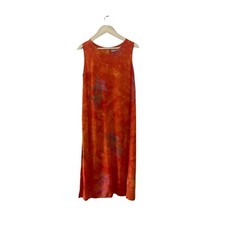 Hilo Hattie Hawaii Small Hawaiian Midi Dress Orange Sleeveless Starfish Womens 