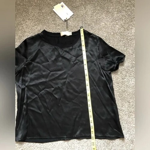 NWT Nation LTD Marie Sateen Boxy Crop Top Tee in Black Size Small Rayon - Picture 12 of 13