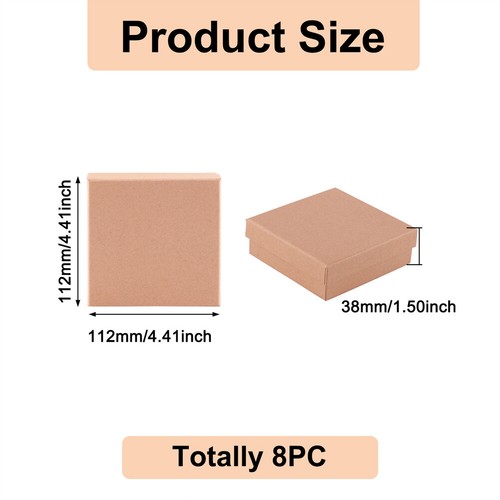 Cajas de joyería de papel Kraft cuadradas de 4,4" BurlyWood embalaje de regalo 11,2 cm - Imagen 4 de 6
