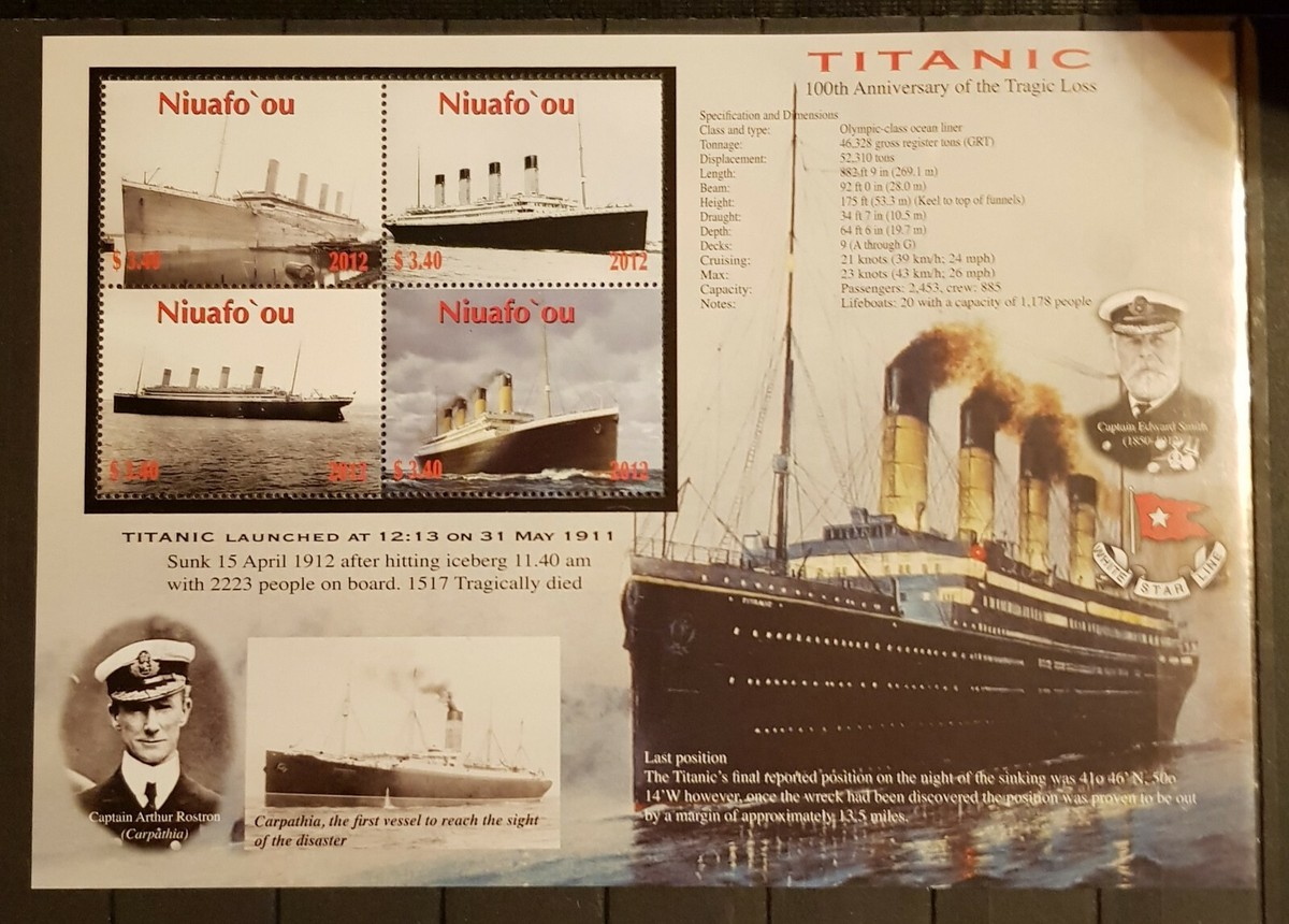 TONGA &NIUAFO'OU TITANIC LOT 4 SHEETS+2M/SHEETS PERFORED +