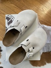 2020 STUSSY x BIRKENSTOCK CORDUROY SUEDE BOSTON CLOG BONE Size 40 New