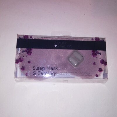 Beauty Secrets Set Sleep Mask & Ear Plugs Purple Travel Self Care Bedtime