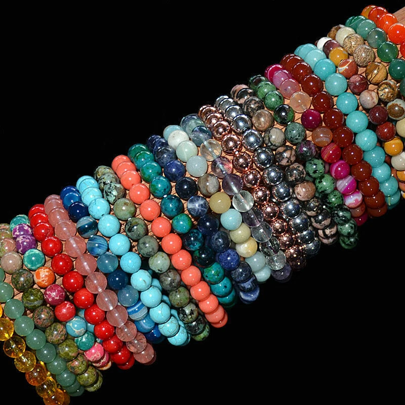 Wholesale 15Pcs Mixed Natural Gemstone Round Bead Stretchy Bracelet Reiki Chakra - Image 3 of 4