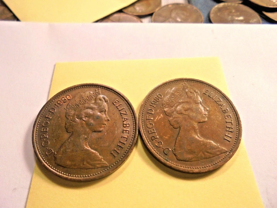  Monedas del Reino Unido extremadamente raras de 2 peniques de la reina Isabel II nuevas Foto 2 de 3
