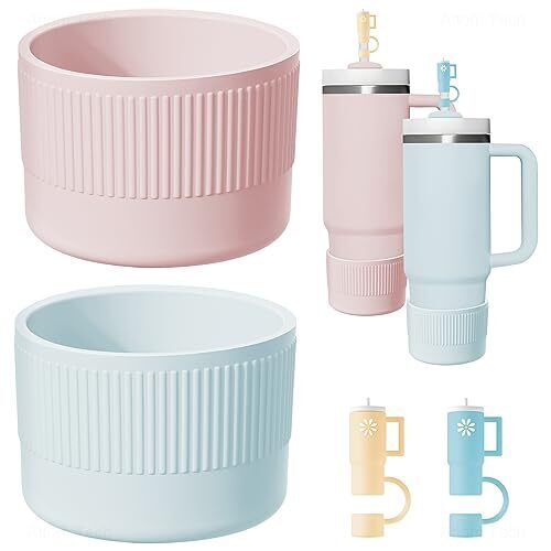 Bota de vaso de silicona 2 piezas + cubierta de paja 2 piezas para botellas Stanley Quencher de 30/40 oz - Imagen 1 de 1