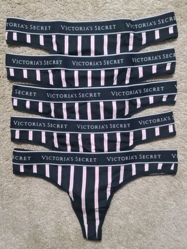X5 Victoria's Secret LOGO COTTON THONG Panties MEDIUM #620