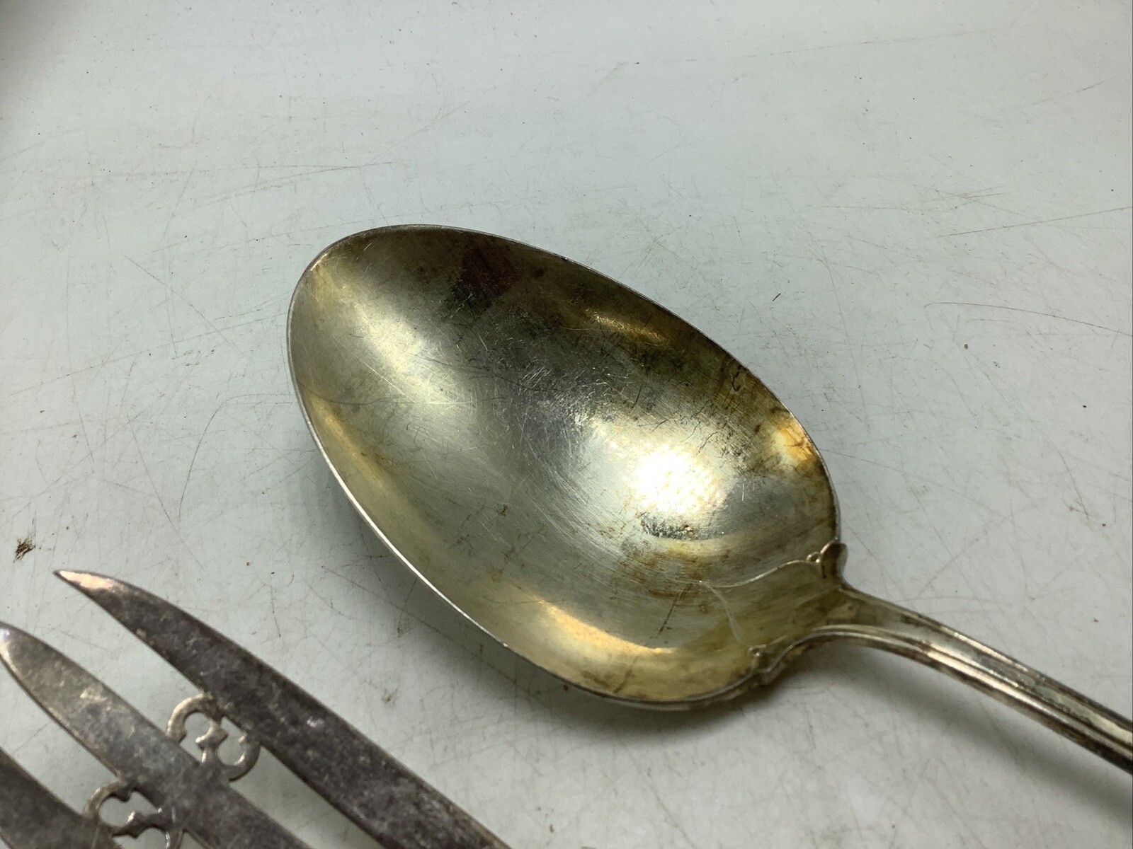 VTG Holmes & Edwards Plated Silver Serving Spoon Fork Set of 3