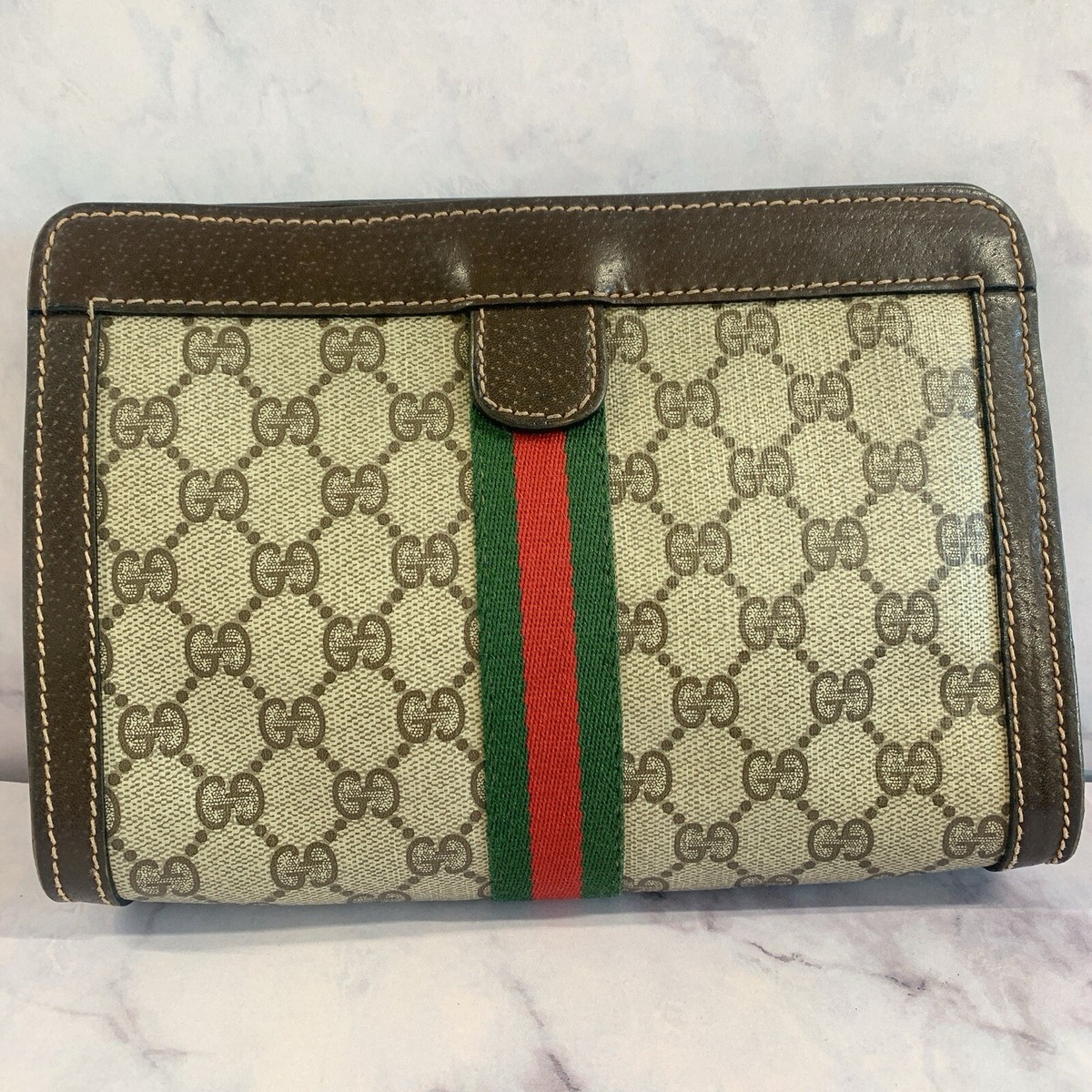 バッグ Vintage Gucci GG pattern clutch bag Gucci Vintage GG Logo Sherry Line Clutch Bag - Etsy