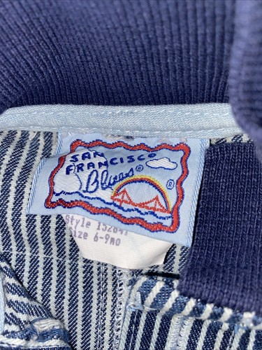 San Francisco Blues Vtg 80-90s Hickory Pinstripe Train Engineer 1pc Bib Toddler - Picture 2 of 6