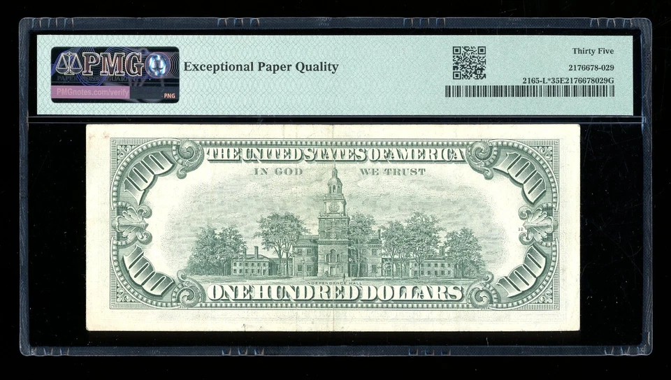 DBR 1969-A $100 FRN San Francisco STAR Fr. 2165-L* PMG 35 EPQ Serial L00550063* - Image 2 of 2