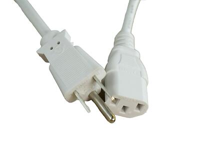 [UL Listed] White 15 Feet Long AC Power Cord for Eliminator Mega Hex L PAR