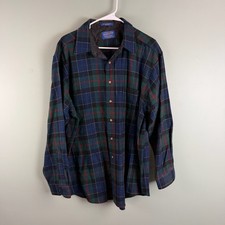 Pendleton Shirt Mens XL Blue Macphedran Tartan Plaid Wool Button Down USA Made