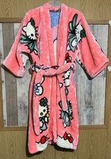 Hello Kitty Sz L/XL Pink Plush Belted All Over Print Hand Made Heavy Robe