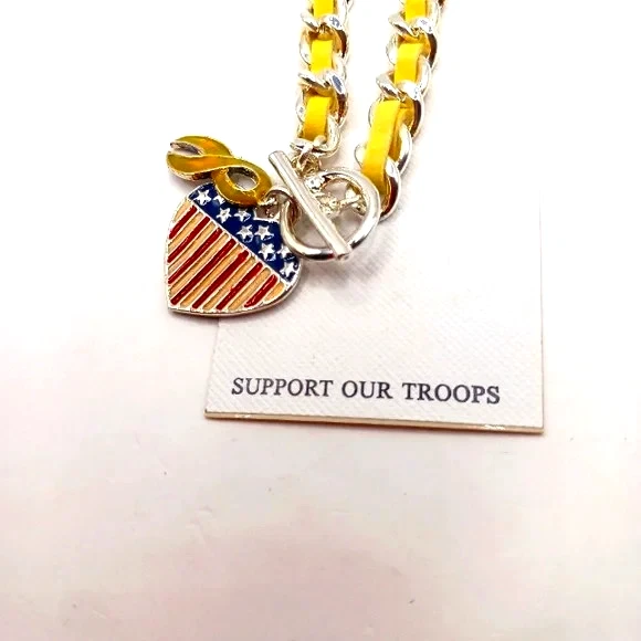 Support Our Troops Bracelet + US Flag Lapel Or Hat Pin - Image 2 of 4