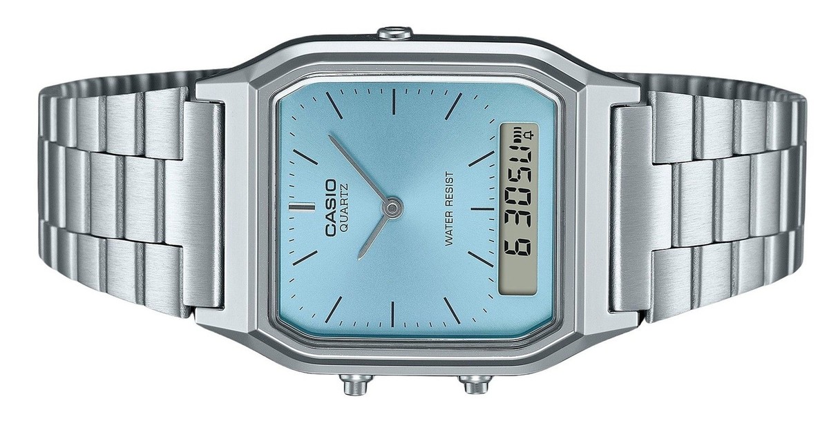 Casio Vintage Analog Digital Turquoise Blue Dial Quartz AQ-230A