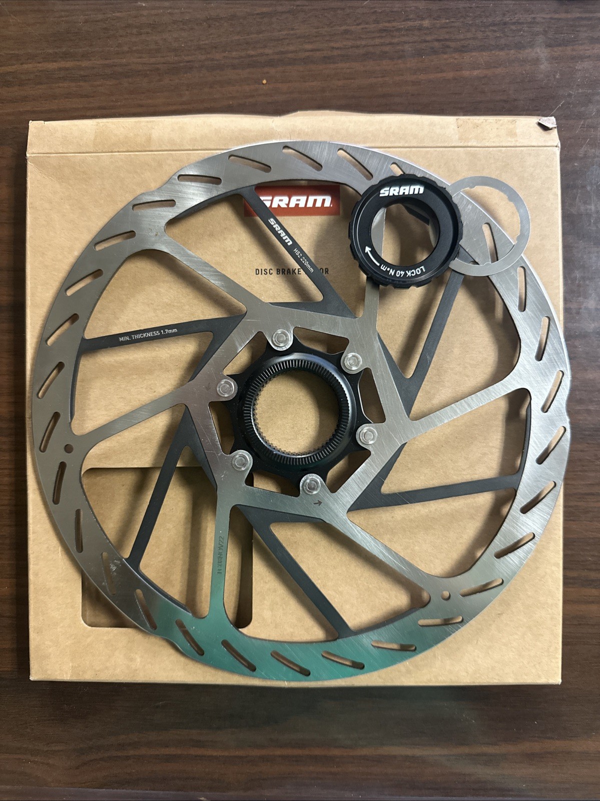 Rotore freno a disco Sram Hs2 220mm Centerlock Mtb Mountain Bike con anello di bloccaggio NUOVO