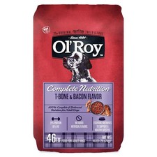 T-Bone Bacon Flavor Dry Dog Food 46 lbs Complete Nutrition High Protein Kibble 0.78 per pound