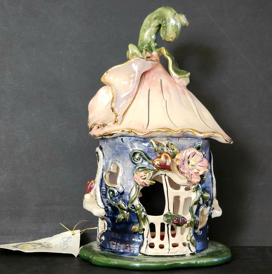 Blue Sky Clayworks Fairy Blossom Birdhouse by Heather Goldminc Candle Holder - Image 2 of 4