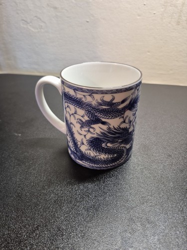 Vintage Kafuh Japan Dragon Blue/White Mug