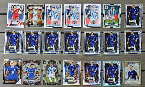 Lot of (21) Enzo Fernandez Cards RC Rookie Donruss Merlin Refractor Select Prizm