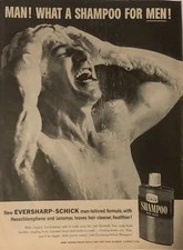 1956 Eversharp-Schick Men's Shampoo PRINT AD Hexachlorophene & Lanomar VTG 1950S