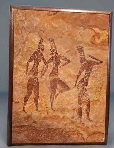 MCM anni 50-60 Turner Wall Art 2 pezzi paleolitico arte grotta targhe legno 8,5x11,5” - Foto 3 di 7