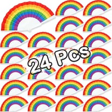 24 Pack Rainbow Folding Fans Pride Decorations Pride Fan Gay Lesbian Wedding ...