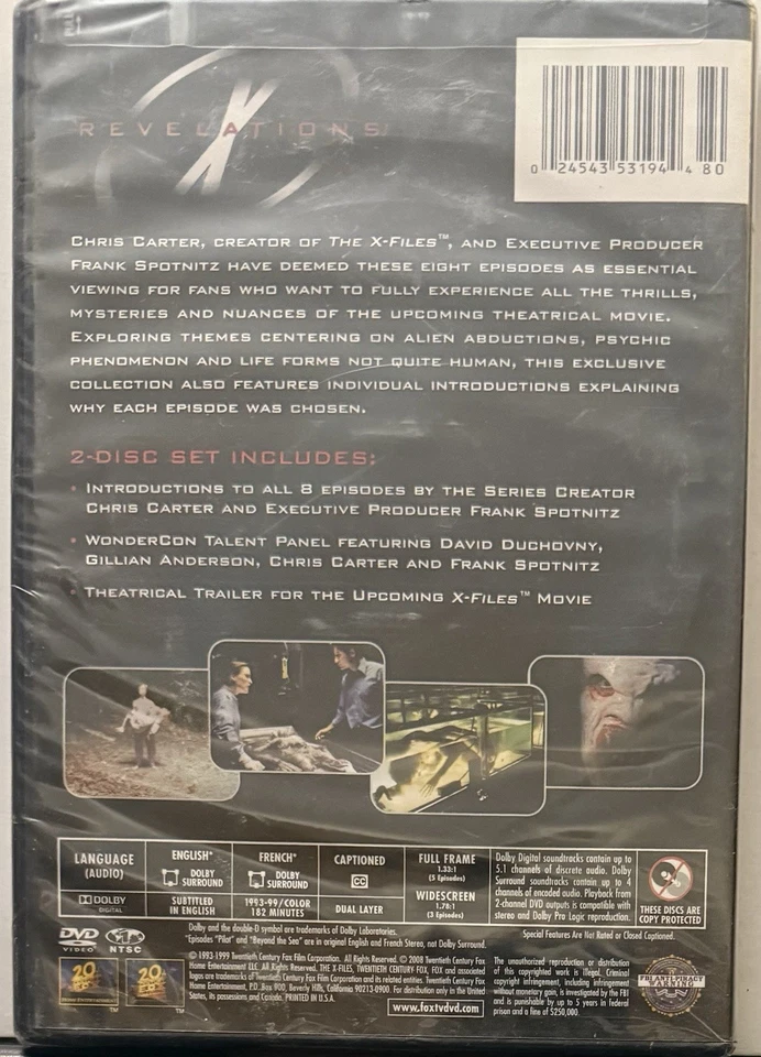 The X Files: Revelations (2 Disc Set, DVD) Essential Guide to the X-Files NEW - Image 2 of 2