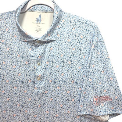 JohnnieO Featherweight Scuttle Polo Golf Shirt Mens XL UPF Blue Bird Print