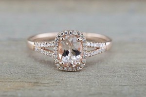 Authentic 1.7Ct Lab- Created Morganite Ring Rose Gold Plated Halo Split Shank