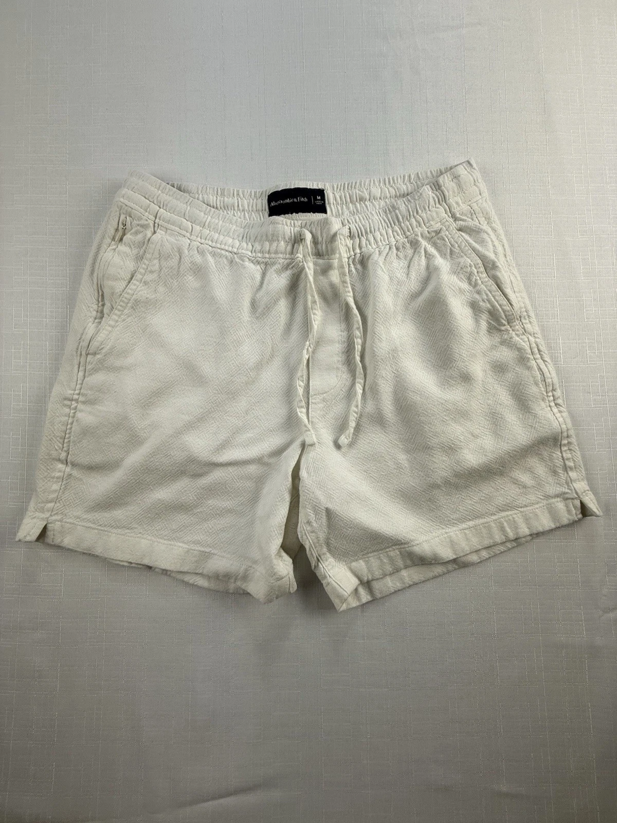 Abercrombie & Fitch Mens Medium Linen Blend Pull On Shorts Cream Off White