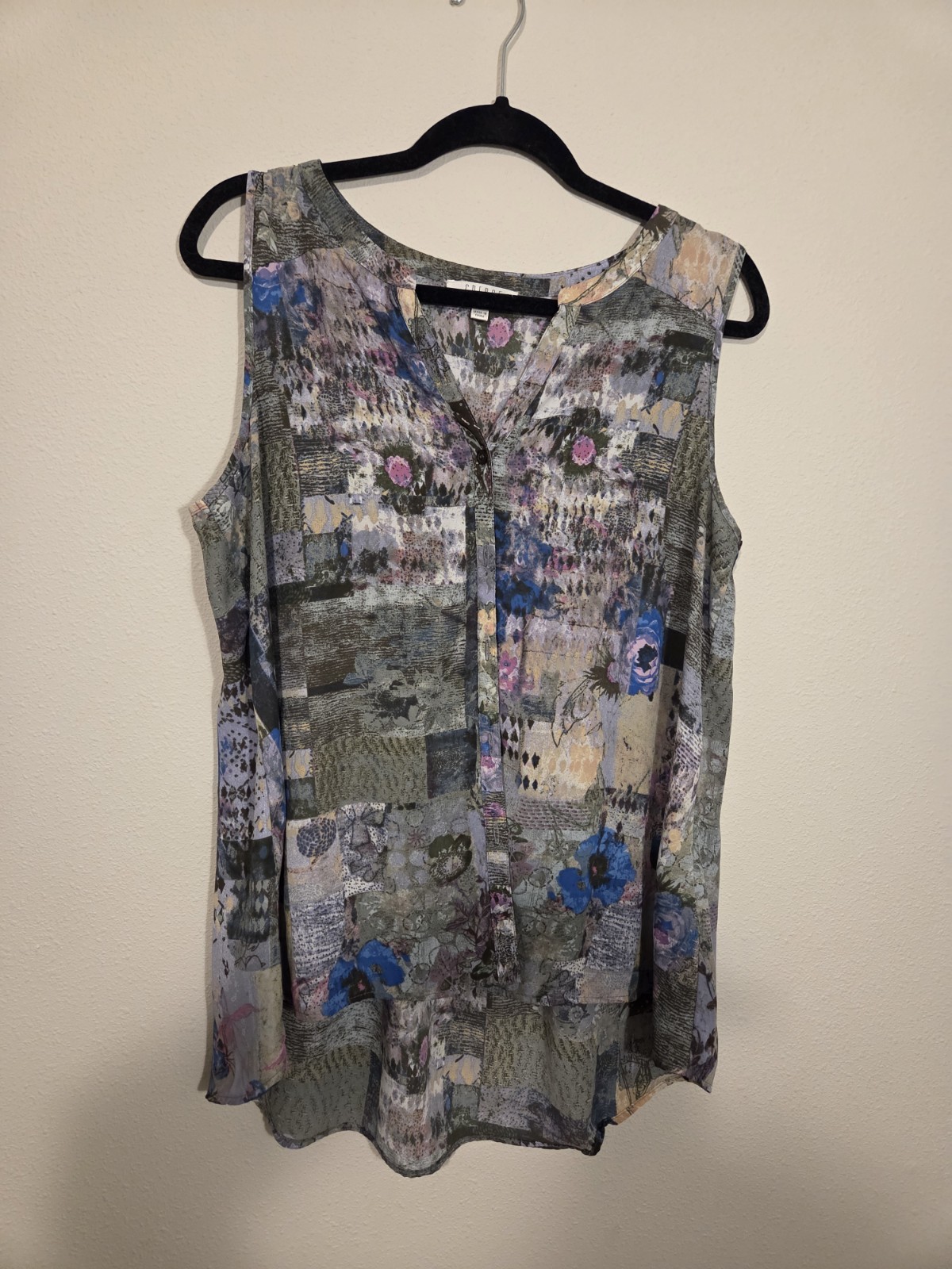 Spense Multicolor Floral Sleeveless Tunic Blouse Women's XL 100% Polyester