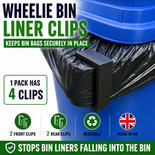 Wheelie Bin Liner Clips x4 | Bin Bag Holder Clips | Secure Refuse Sack Retainer