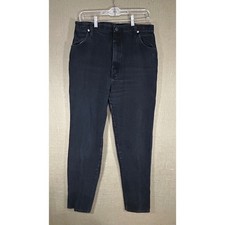 Vtg 90s Wrangler Made in USA Black Cowboy Cut Women's Jeans 15/16 x 34 High Rise