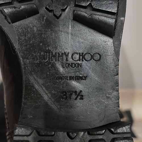 Jimmy Choo Boots Size 37.5 (6.5) Black Leather Biker Fur Lined - Picture 14 of 15