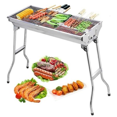 38in Stainless Steel Portable Folding Barbecue Charcoal Grill Stove Kebab BBQ