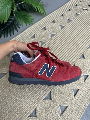 New Balance 574 Made in USA Red Navy Blue Suede Sneakers Men's Size 11 US 45 EU