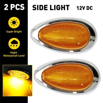 For Freightliner Sleeper Cab Truck LED Side Marker Lights Amber Len Turn Signal