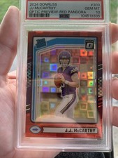 2024 Optic- Rated Rookie J.J. McCarthy #303 Optic Preview Red Pandora Prizm
