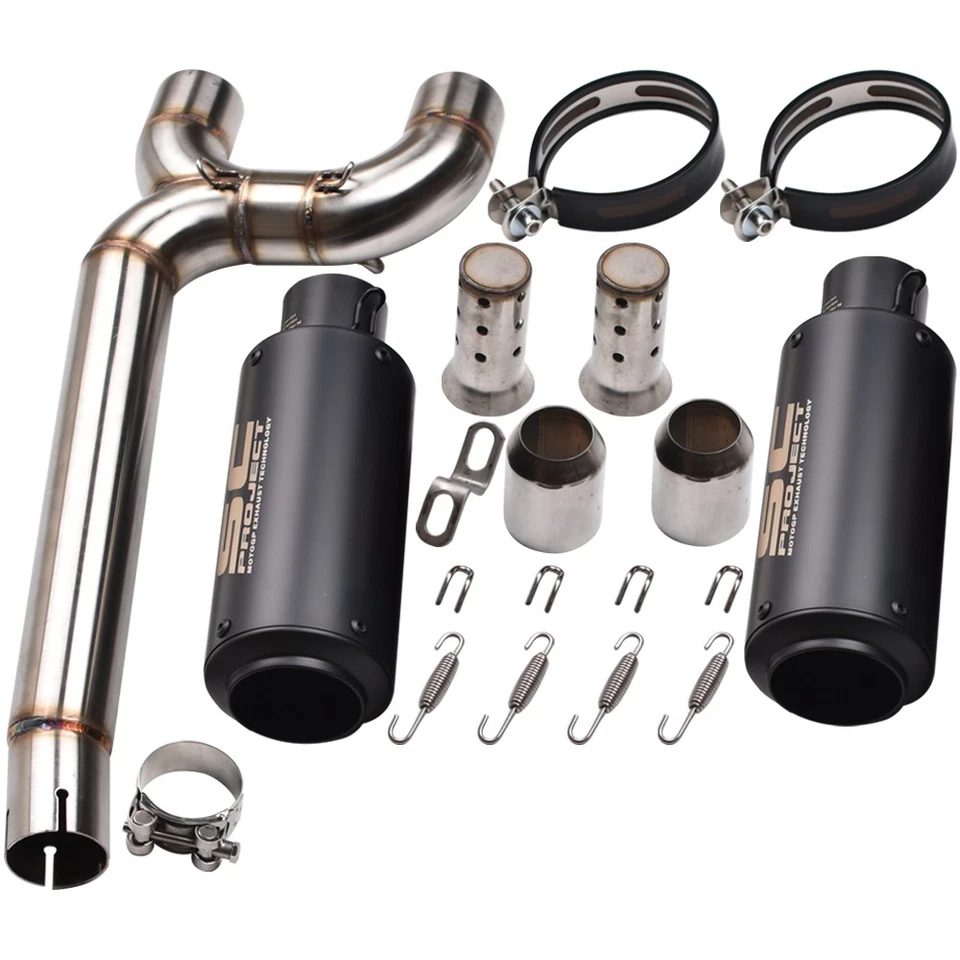 Silenciador negro tubo de escape negro R&L para Yamaha FZ6 FZ6N FZ6S 2004-2009 Foto 2 de 4