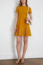NEW Ulla Johnson Fania Goldenrod Eyelet Knit Mini Dress Sz S NWT $720